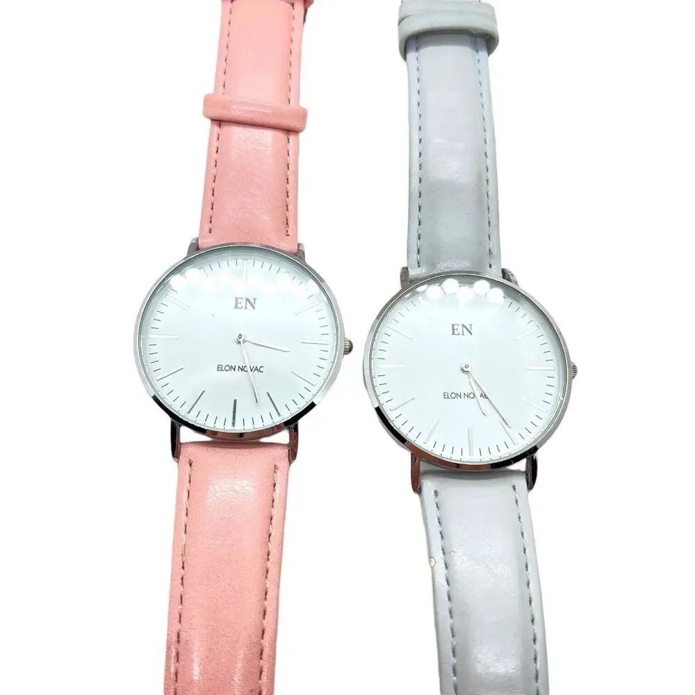 Elon Novac Watches Lorette and Aubrey Set of Two Pink and Gray Timepieces Women